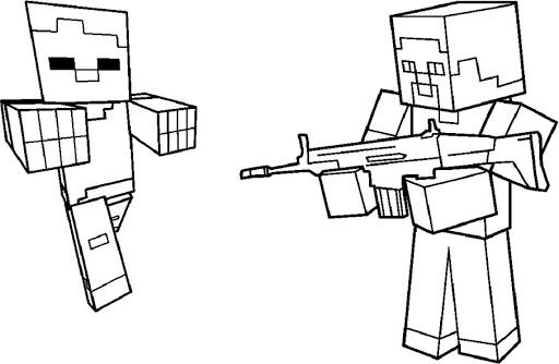 Online coloring book: Coloring book character and zombie minecraft